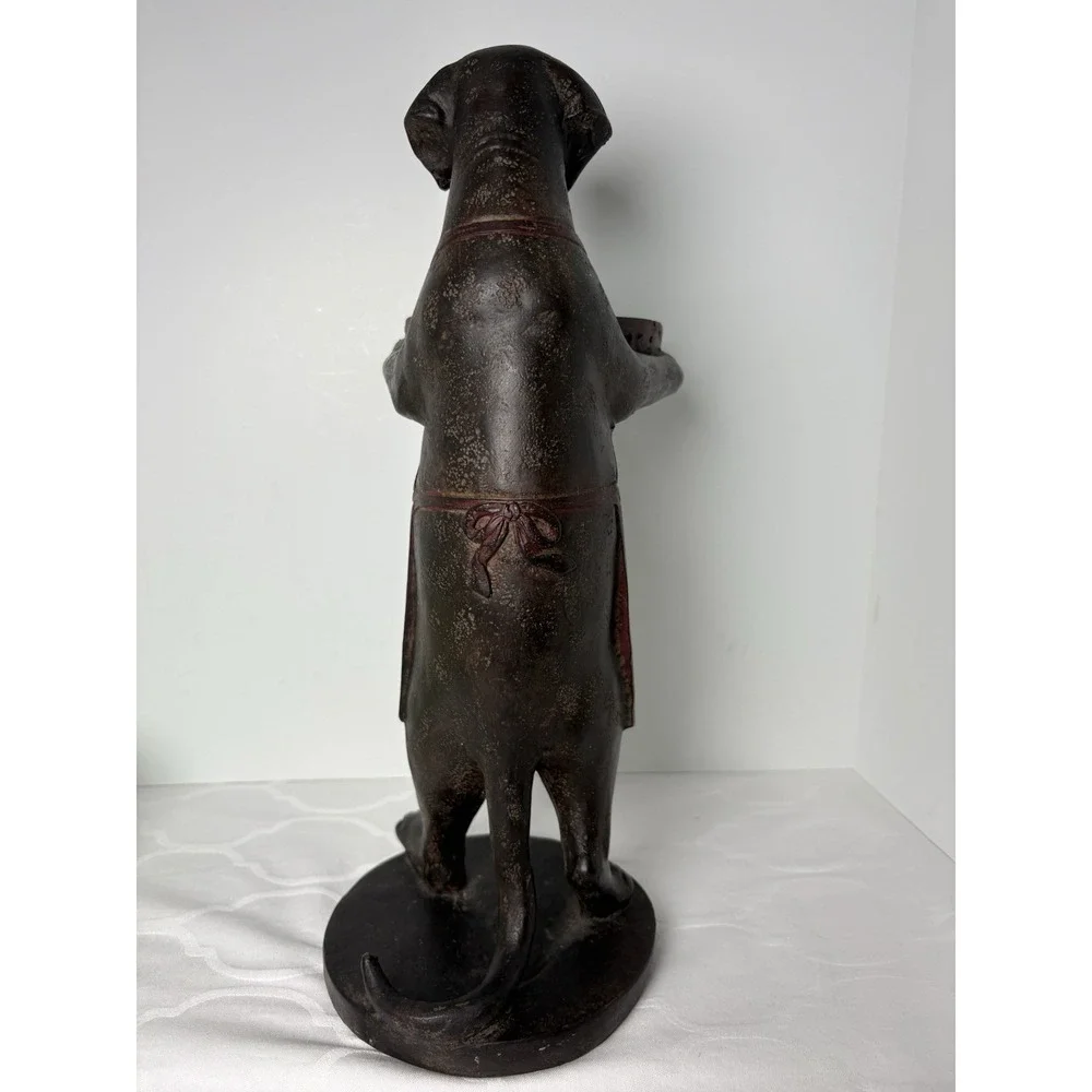 Black Labrador Dog Butler Statue Holding Bowl Server 15